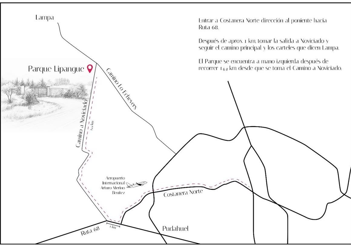 Mapa de acceso proporcionado por el recinto Parque Lipangue
